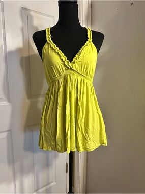 Yellow Ruffled V-Neck Babydoll Tank